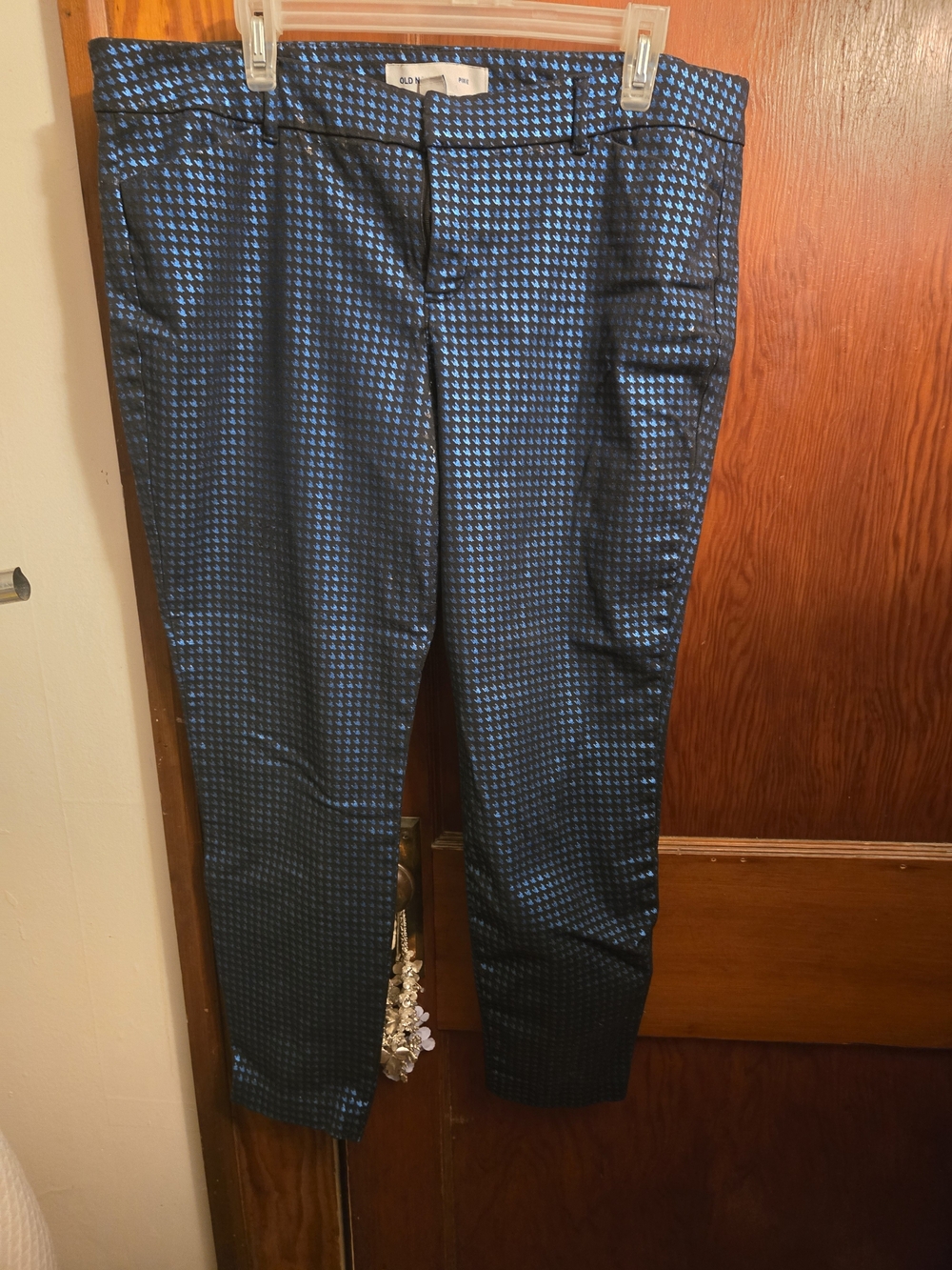 Old Navy Blue and Black Ankle-Length Patterned Pants